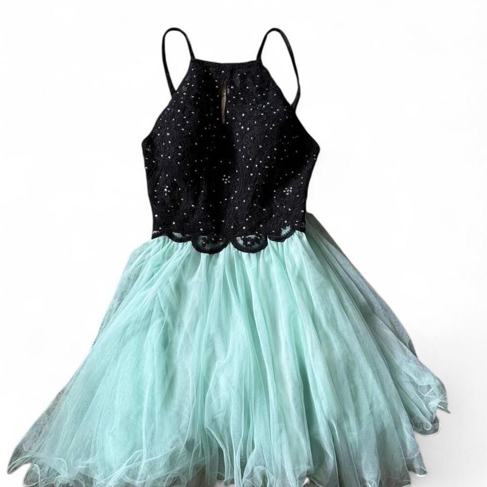 Windsor Women's Blue Black Mini Prom Dress Size 11 NWT